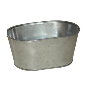 wholesale vintage style galvanized metal square tub planter <b>pot</b> with <b>stand</b> planter tub for home and garden decoration - Product Image 5