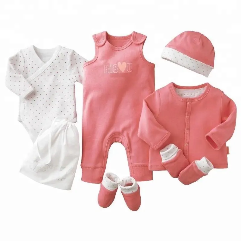 Conjunto de ropa para bebé, pelele para recién nacido, ropa de bebé 100 de algodón con logotipo personalizado, ropa Unisex para niño, 6 uds.