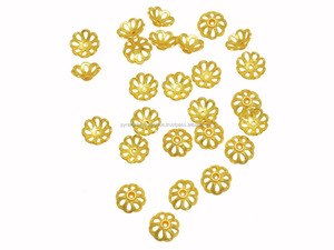 Tapa de cuentas con diseño de flores chapadas en oro-cuenta chapada en oro elegante-Accesorios de joyería - Product Image 3