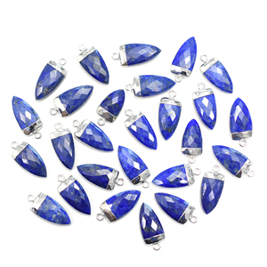 Lapislázuli de 19 a 21 MM con fianza, colgante Chapado en plata con forma de media Marquesa - Product Image 2