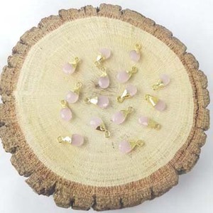 Pendentif unisexe en calcédoine rose plaqué or poire Briolette avec chiffres bijoux en laiton cadeau pour enfants Nanplanetsilver - Product Image 2