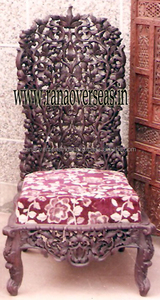 Traditional Handmade Wooden <b>Chair</b> With Carved Design for Home Living Room Hotel and Restaurant - Product Image 2