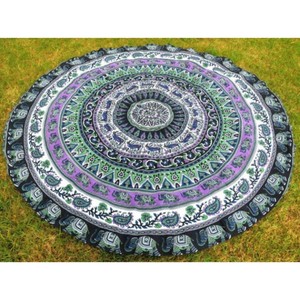 Tapiz Mandala Grande de Algodón Indio, Arte Mural Boho con Estampado de Elefante, Manta Hippie, Ropa de Cama para Dormitorio, Mantel, Tapete de Playa - Product Image 1