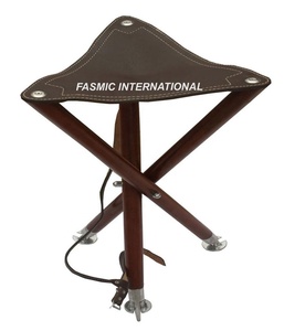 Cuoio Treppiede In Legno Sgabello Caccia Outdoor Sgabello - Product Image 5