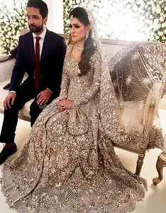 भारी पाकिस्तानी शादी दुल्हन की पोशाक