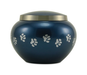 Urna funeraria de crematorio con estampado de huella, urna funeraria hecha a mano con diseño de lujo, Color azul, con logotipo personalizado - Product Image 1