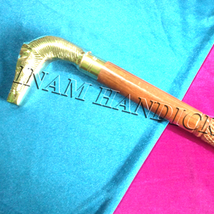 Bastón de madera hecho a mano con mango de caballo de latón de diseñador, bastones para caminar con punta de goma para actividades al aire libre como senderismo - Product Image 4