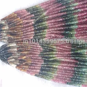 Perles de pierre de tourmaline de pastèque facettées rondes multicolores naturelles certifiées par un tiers pour la fabrication de bijoux - Product Image 1