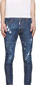 Pantalones vaqueros desgastados para hombre, nuevo diseño, cierre de múltiples aspecto, Vaqueros ajustados a medida, jeans desgastados de corte chino rasgados, 2018 - Product Image 2