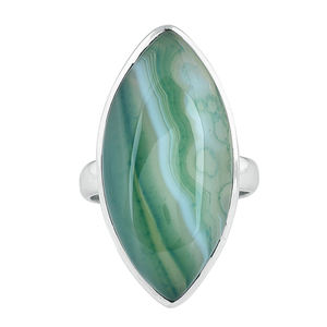 Marquise Green Lace Agate Gemstone 925 <b>Sterling</b> <b>Silver</b> <b>Ring</b> Classic, Bezel Setting Fashionable <b>Ring</b> for Party, Gift for Unisex - Product Image 1