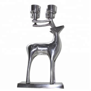 Estatua de Reno de aluminio pulido, candelabro de Metal decorativo para el hogar, figurita - Product Image 1