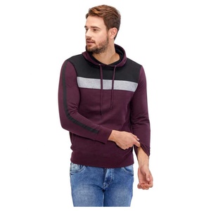 Mode hommes à capuche contraste couleur bloc conception en polyester/coton plaine teint technique - Product Image 1