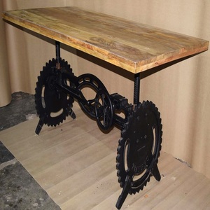 Table de salle à manger à manivelle de design industriel moderne avec tabourets de bar ensemble de meubles élégants - Product Image 2