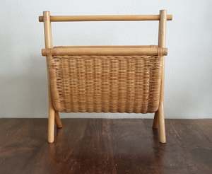 Periódico y Revistero de ratán de madera Vintage para muebles de cocina u oficina - Product Image 2