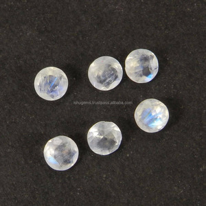 Pierre de lune arc-en-ciel blanche naturelle, taille ronde de 5 mm, 0,40 carats, pierre précieuse en vrac pour bijoux - Product Image 1