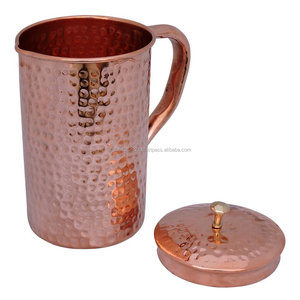 Jarra de cobre puro martillada a mano de 1500ml con tapa, beneficios para la salud para agua hirviendo - Product Image 2