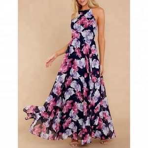 Tendance été dernière mode nouveau Design entièrement numérique fleur imprimé longue une pièce fête tenue décontracté femmes Maxi robe - Product Image 4
