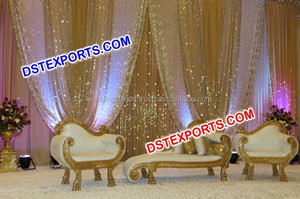 Asian Wedding Modern Treated Wood Durable Sofa <b>Set</b> with Stools Customized Color & Size Wedding Furniture - Product Image 4