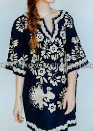 Noble Boutique mexicano bordado pájaro vestidos impresionante Pavo Real Bohemia estilo clásico vestido de Túnica de algodón - Product Image 2