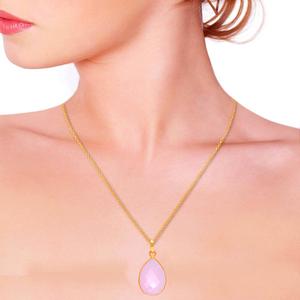 Véritable Quartz Rose Poire Pendentif en Argent Sterling 925 Or Fait à la Main Fabricant de Bijoux à la Mode Grossiste CASA DE PLATA - Product Image 3