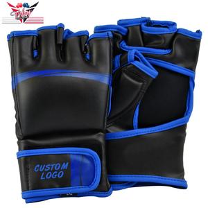 Gants d'entraînement professionnels de MMA et de boxe Logo personnalisé en cuir de vachette véritable imprimé motif poinçonnage Taekwondo gants de combat - Product Image 4