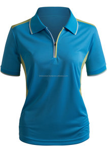 Camiseta deportiva informal para mujer, camiseta Polo de manga corta con cremallera de alta calidad, transpirable y de secado rápido, hecha de poliéster y algodón - Product Image 2
