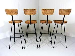 Silla de ratán con patas de metal de estilo tradicional Vintage para comedor y cocina, muebles para el hogar - Product Image 5