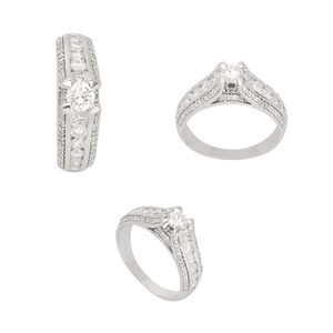 Conjunto de anillo de compromiso de boda Pareja Eternidad para siempre Amor Anillo de dedo Joyería fina Diamante natural Oro blanco - Product Image 1