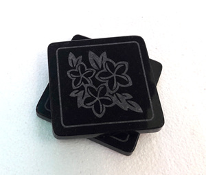 <b>Black</b> Granite Plain <b>Coasters</b> Dining Table Decor Natural Marble Absolute <b>Black</b> Pearl Granite <b>Coaster</b> with Flower Engraving Decor - Product Image 2