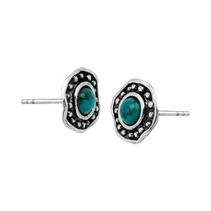 925 argent Sterling massif naturel naturel tibétain Turquoise forme ronde pierres précieuses goutte à la main et balancent boucle d'oreille semi-précieuse - Product Image 1