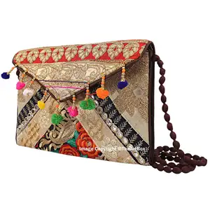 भारतीय विंटेज बंजारा हस्तनिर्मित Boho क्लच बैग आदिवासी पैच काम क्लच बैग