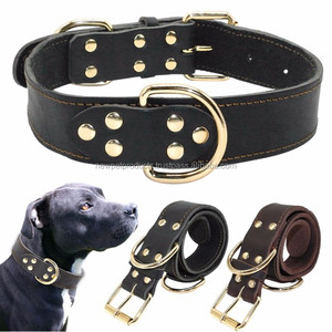 Vente chaude De Luxe Confortable Formation Collier De Chien En Cuir Solide Rivet Décoration Couleur Personnalisée Boucle Fermeture-Laisses Ensemble - Product Image 3