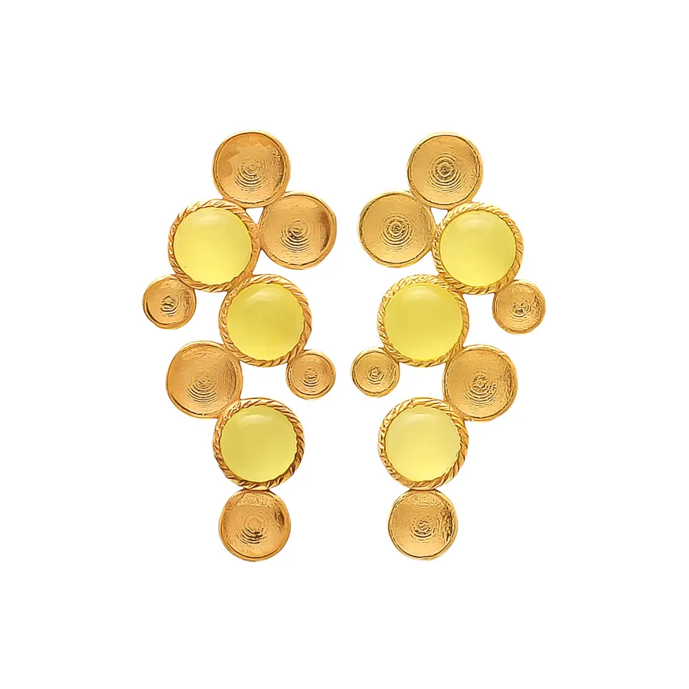 Yellow Mona Lisa Dangle Fashionable Style Earrings Indian Jewelry Gemstone Earrings