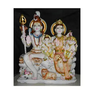 Marmo Shiv Parvati e Ganesh Ji Sculture