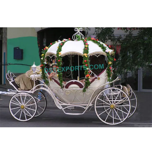शाही राजकुमारी सिंड्रेला छोटी गाड़ी सफेद शादी सिंड्रेला घोड़ा गाड़ी निर्माता भारतीय शादी घोड़ा छोटी गाड़ी गाड़ी