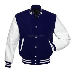 Wholesale Factory Made High Quality Custom <b>Baseball</b> <b>Jackets</b> <b>for</b> <b>Men</b> Casual Stand Leather Sleeve Embroidery Work Letterman <b>Jacket</b> - Product Image 3