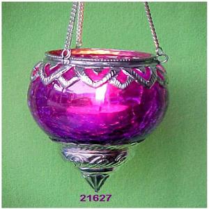 Decorative Purple Glass <b>Hanging</b> Tealight - Product Image 1
