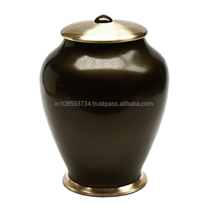 Urna de cremación de latón marrón brillante, urnas funerarias de recuerdo con acabado dorado negro, cremación funeraria - Product Image 1