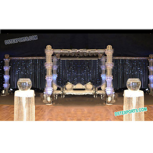 Latest Style Indian Crystal Mandap <b>Wedding</b> Decor with Fiberglass <b>Frame</b> Customizable Size & Color - Product Image 1