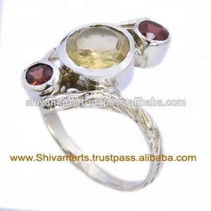 Dernière conception de l'éternité Bague en argent vermeil Bague en argent sterling 925 Citrine Multi pierres précieuses Réglage de la lunette Mariages à la mode coûteux - Product Image 2