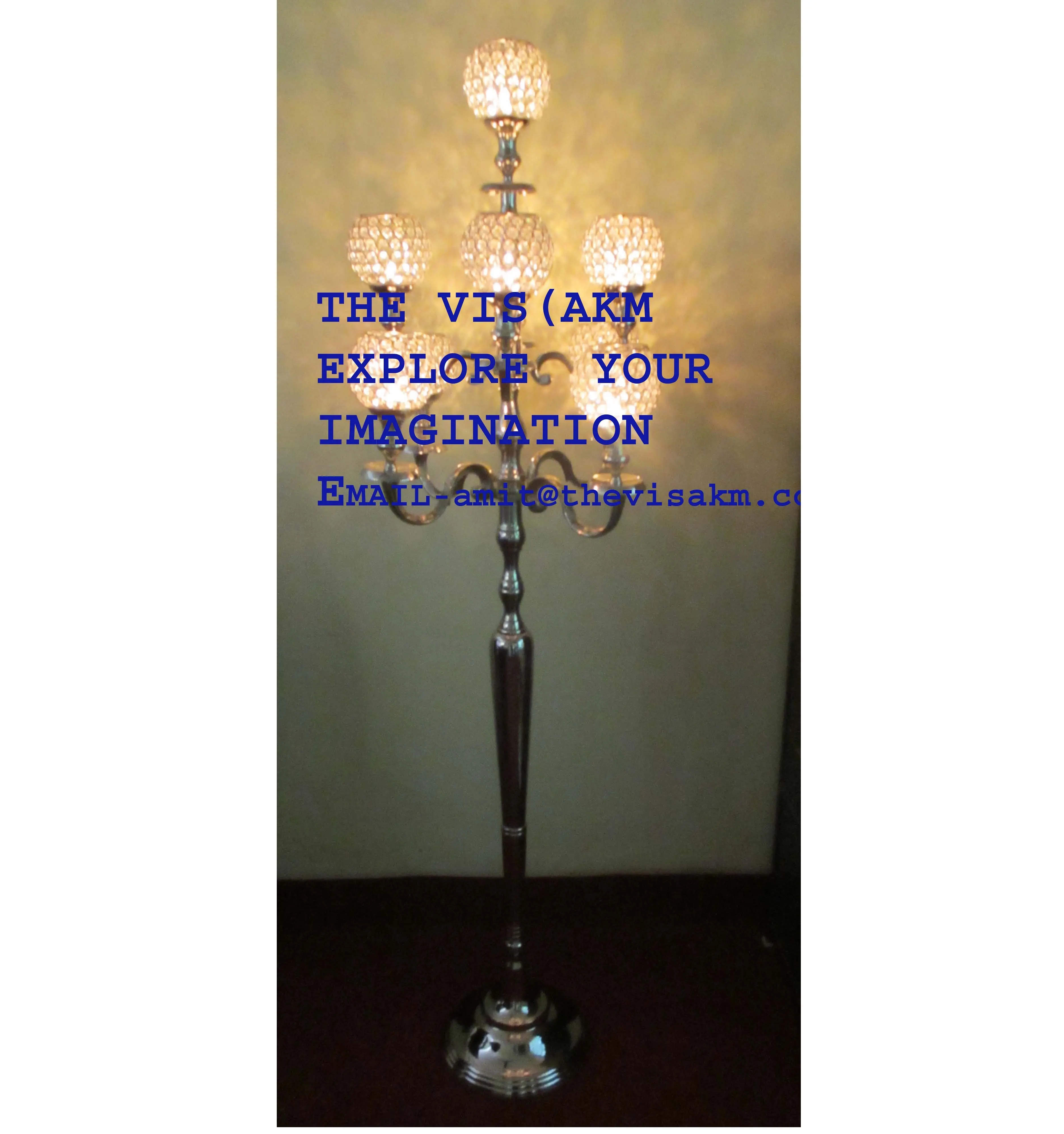 wedding floor candelabra silver with crystal ball 9 lights for home hotel spa Church and festive decoration