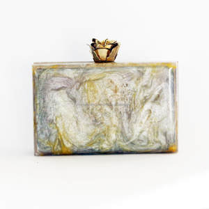 Sac de soirée en résine acrylique style marbre blanc Pochette Ele Box Design - Product Image 2