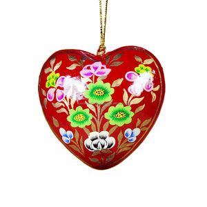 Red Heart Christmas Ornaments Wholesale Paper Mache Hanging Decorations for Holiday <b>Tree</b>, Gift Tag, or Seasonal Home Decor - Product Image 1