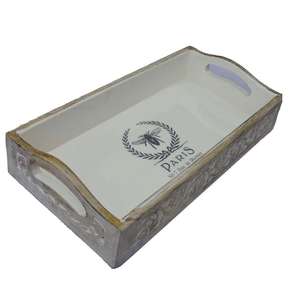 Bandeja de madera decorativa de lujo, con tallado a mano para exterior e impresión de pantalla con esmalte, funciona en el interior - Product Image 2