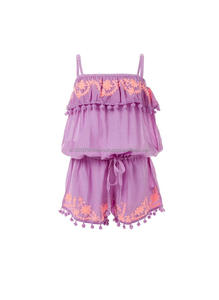Superbes événements de vacances accrocheurs enfant en bas âge Aari brodé jardin enfants barboteuse fille mignonne confort et Style plage chaude combishort - Product Image 2