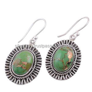 Pendientes de Turquesa Verde Natural de Forma Ovalada con Bisel, Hechos a Mano en Plata de Ley 925, Joyería Fina con Piedras Preciosas, Pendientes Colgantes ODM - Product Image 2