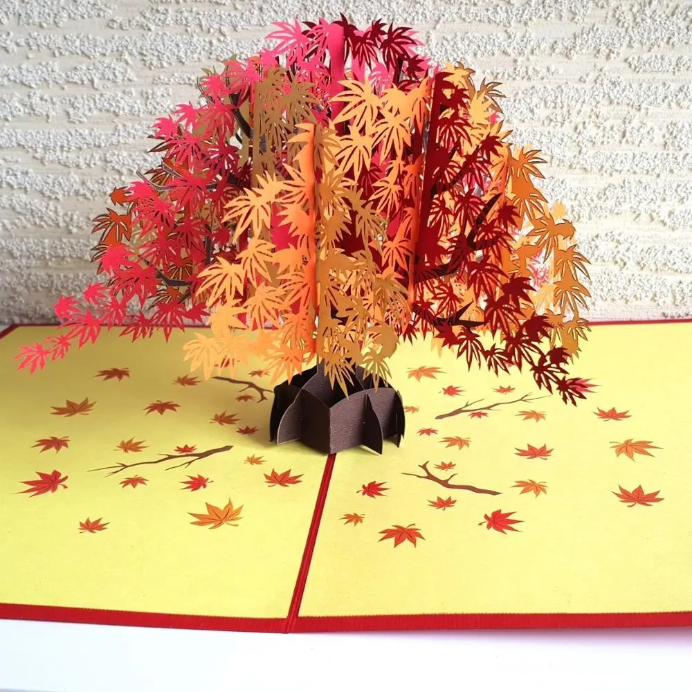 New version Japanese Maple Tree Greeting invitation card