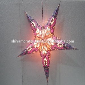 Lámparas/Linternas Decorativas de Papel con Estampados de Ganesh en Colores Variados, 5 Puntas, 60 cm, LAXMANS PSL-075 para Navidad, Venta al por Mayor desde India - Product Image 6