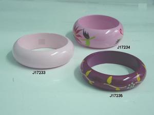 Brazaletes de madera pintados a mano en dos tonos de Rosa y Rojo, joyería de madera India pintada a mano - Product Image 5