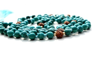 สร้อยคอหินสีเทอร์ควอยซ์ลูกปัดมาลาแบบยาวมีพู่ห้อย - Product Image 3